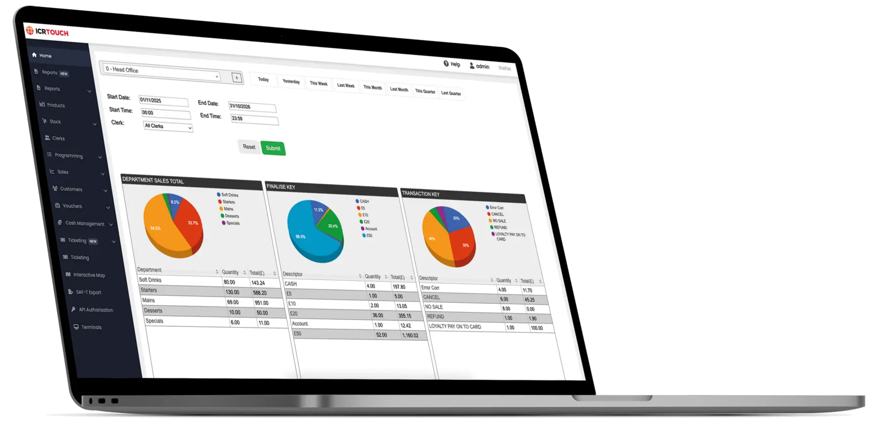 TouchOffice Web+ on a laptop